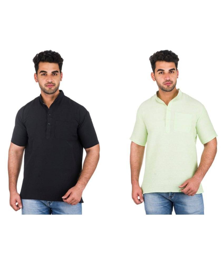 DESHBANDHU DBK Multi 100 Percent Cotton Kurta Pack of 2     			DESHBANDHU DBK Multi 100 Percent Cotton Kurta Pack of 2