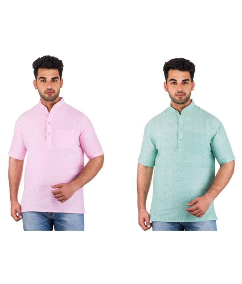 DESHBANDHU DBK Multi 100 Percent Cotton Kurta Pack of 2 DESHBANDHU DBK Multi 100 Percent Cotton Kurta Pack of 2