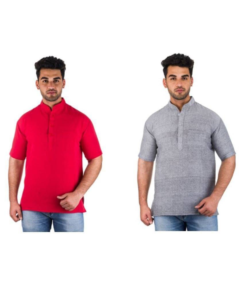 DESHBANDHU DBK Multi 100 Percent Cotton Kurta Pack of 2     			DESHBANDHU DBK Multi 100 Percent Cotton Kurta Pack of 2