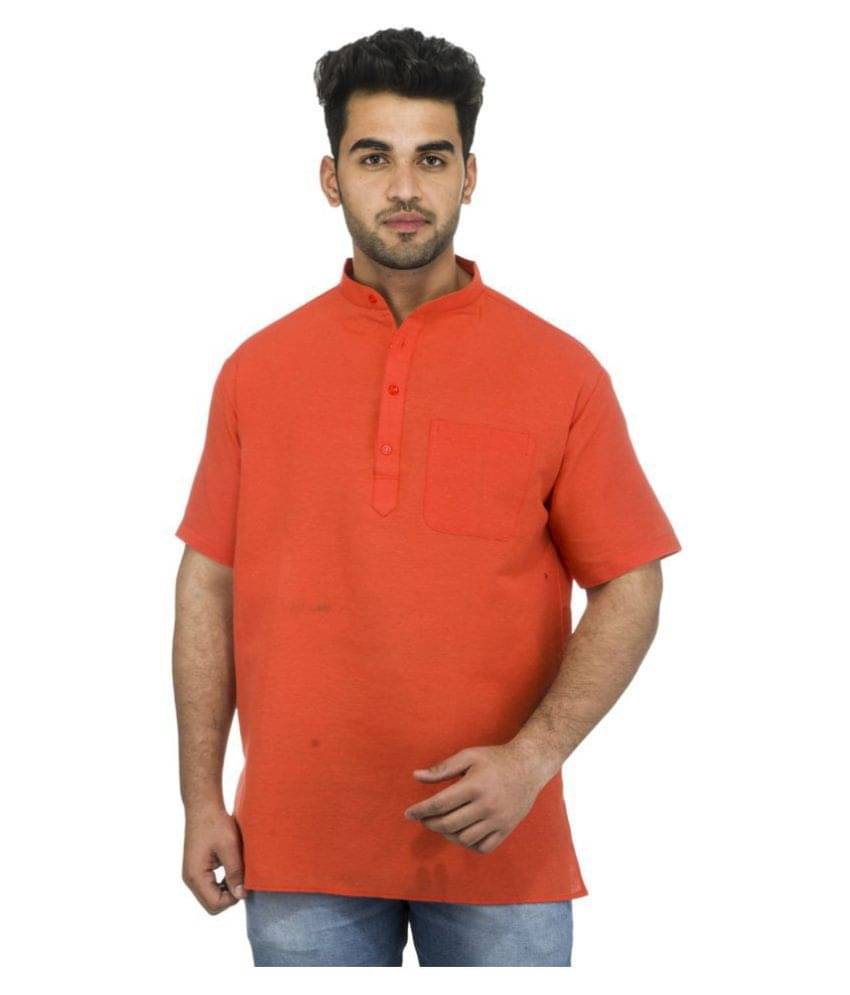 DESHBANDHU DBK Orange 100 Percent Cotton Kurta Single DESHBANDHU DBK Orange 100 Percent Cotton Kurta Single