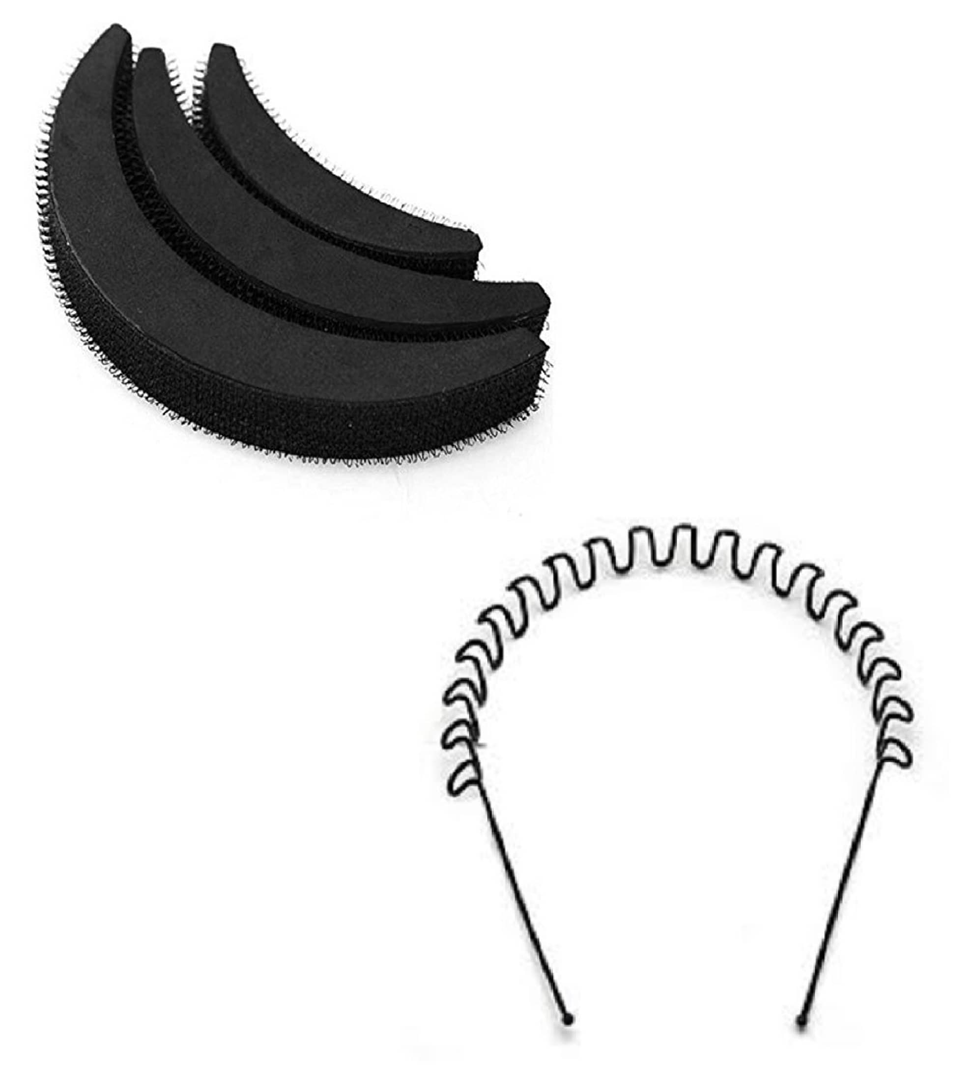 VSAKSH Women's Combo of 1 Pcs, Metal Zig Zag Hair Band & Banana Hair Bumpits, (Set of 3) - Jewellery Sets | Buy online on ZillyBuy