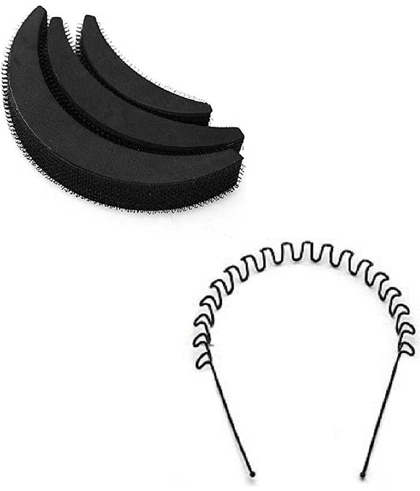 VSAKSH Women's Combo of 1 Pcs, Metal Zig Zag Hair Band & Banana Hair Bumpits, (Set of 3) - Jewellery Sets | Buy online on ZillyBuy
