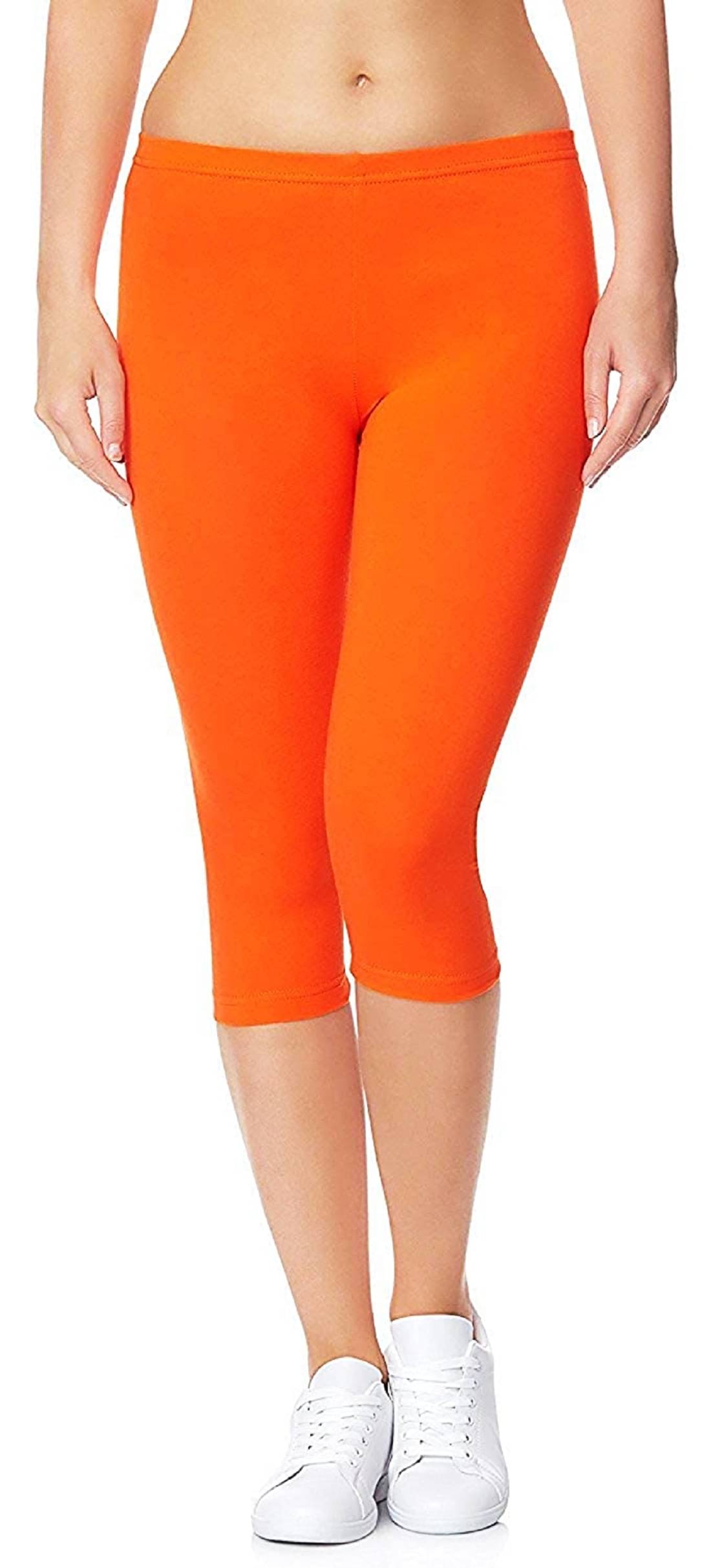     			shri hub Orange Cotton Solid Capri