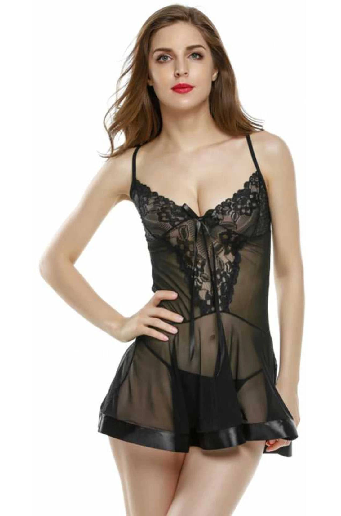 Celosia Net Baby Doll Dresses With Panty - Black - Nightwear & Loungewear | Buy online on ZillyBuy
