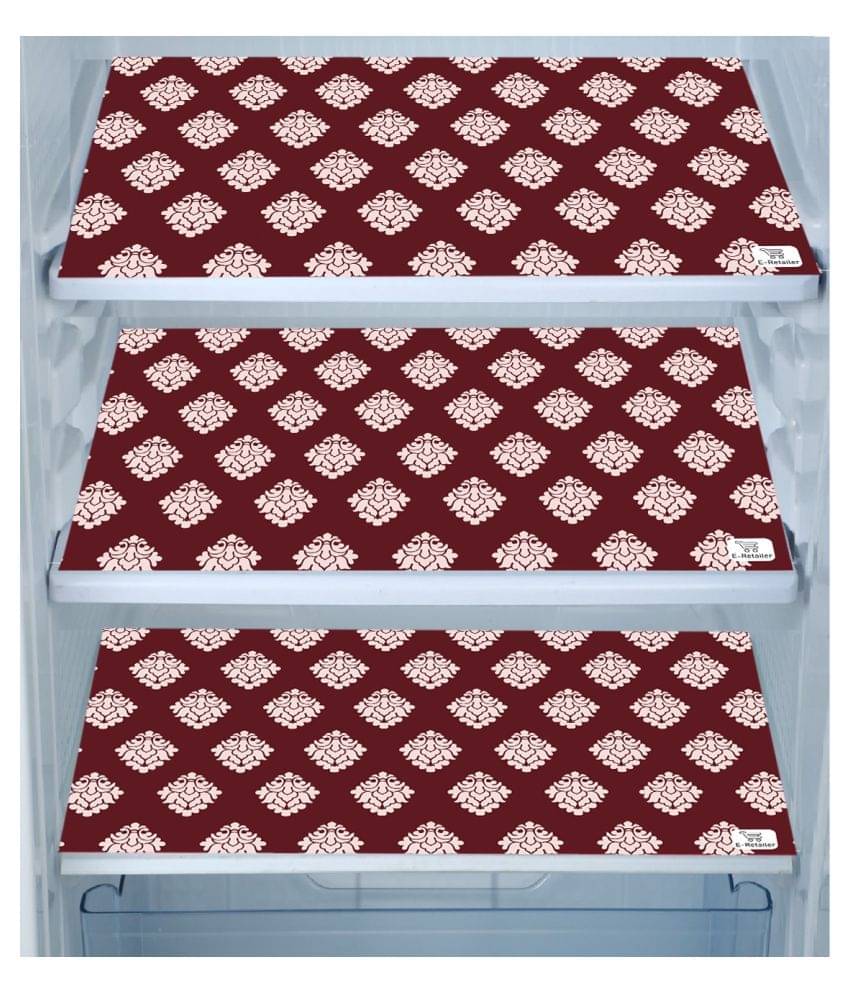 E-Retailer Set of 3 PVC Maroon Fridge Mats E-Retailer Set of 3 PVC Maroon Fridge Mats