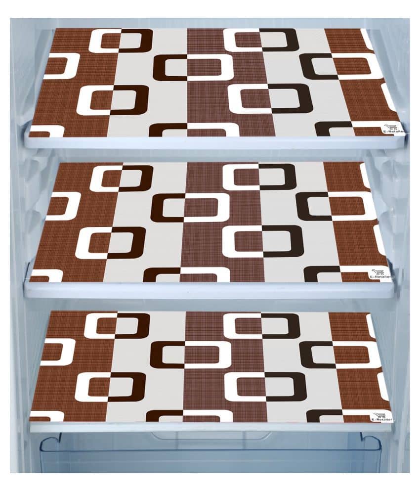 E-Retailer Set of 3 PVC Brown Fridge Mats