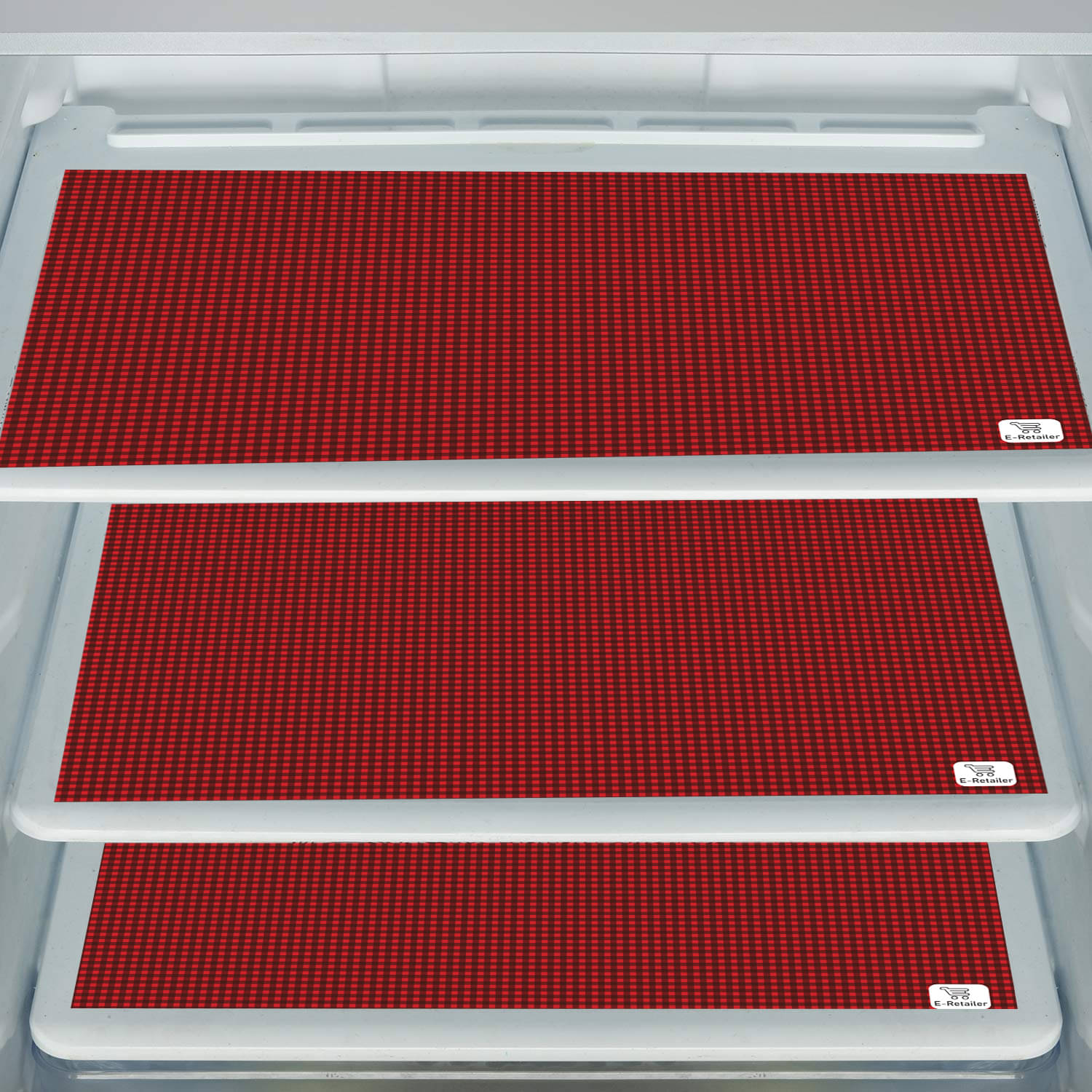 E-Retailer Set of 3 PVC Red Fridge Mats E-Retailer Set of 3 PVC Red Fridge Mats