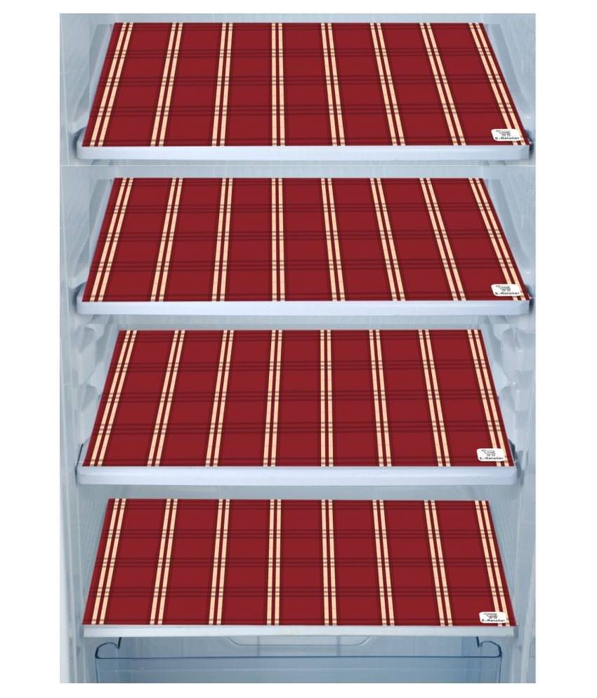 E-Retailer Set of 4 PVC Red Fridge Mats E-Retailer Set of 4 PVC Red Fridge Mats
