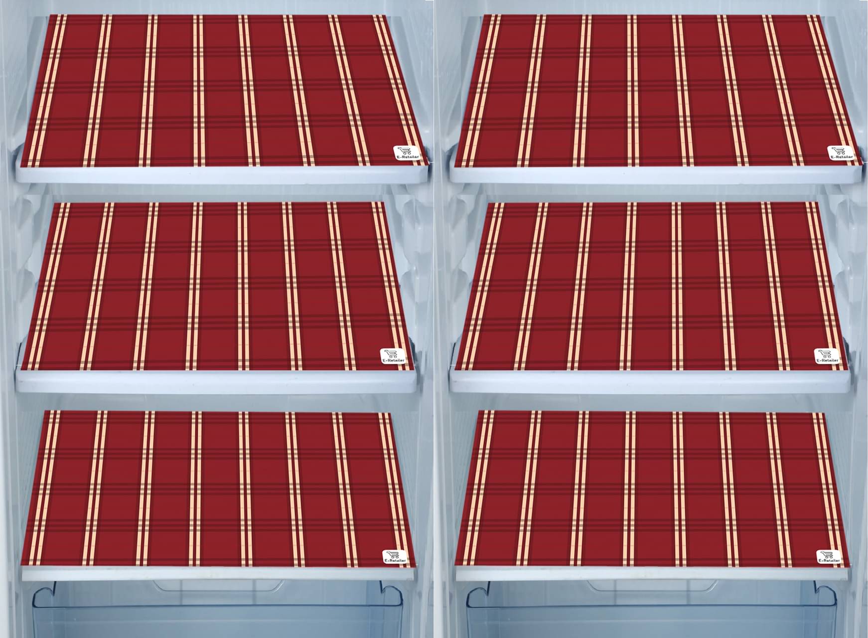 E-Retailer Set of 6 PVC Red Fridge Mats E-Retailer Set of 6 PVC Red Fridge Mats