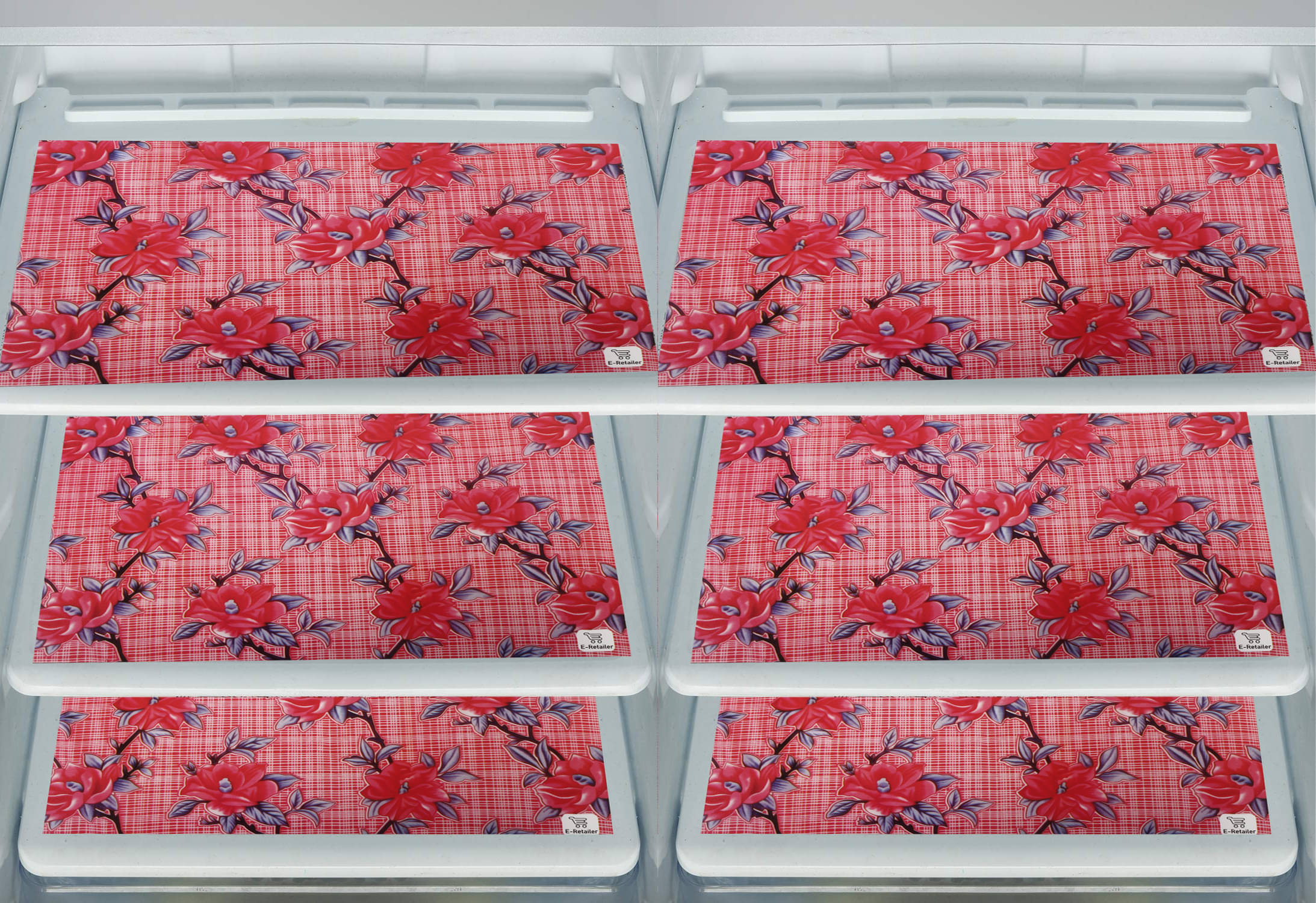 E-Retailer Set of 6 PVC Red Fridge Mats E-Retailer Set of 6 PVC Red Fridge Mats