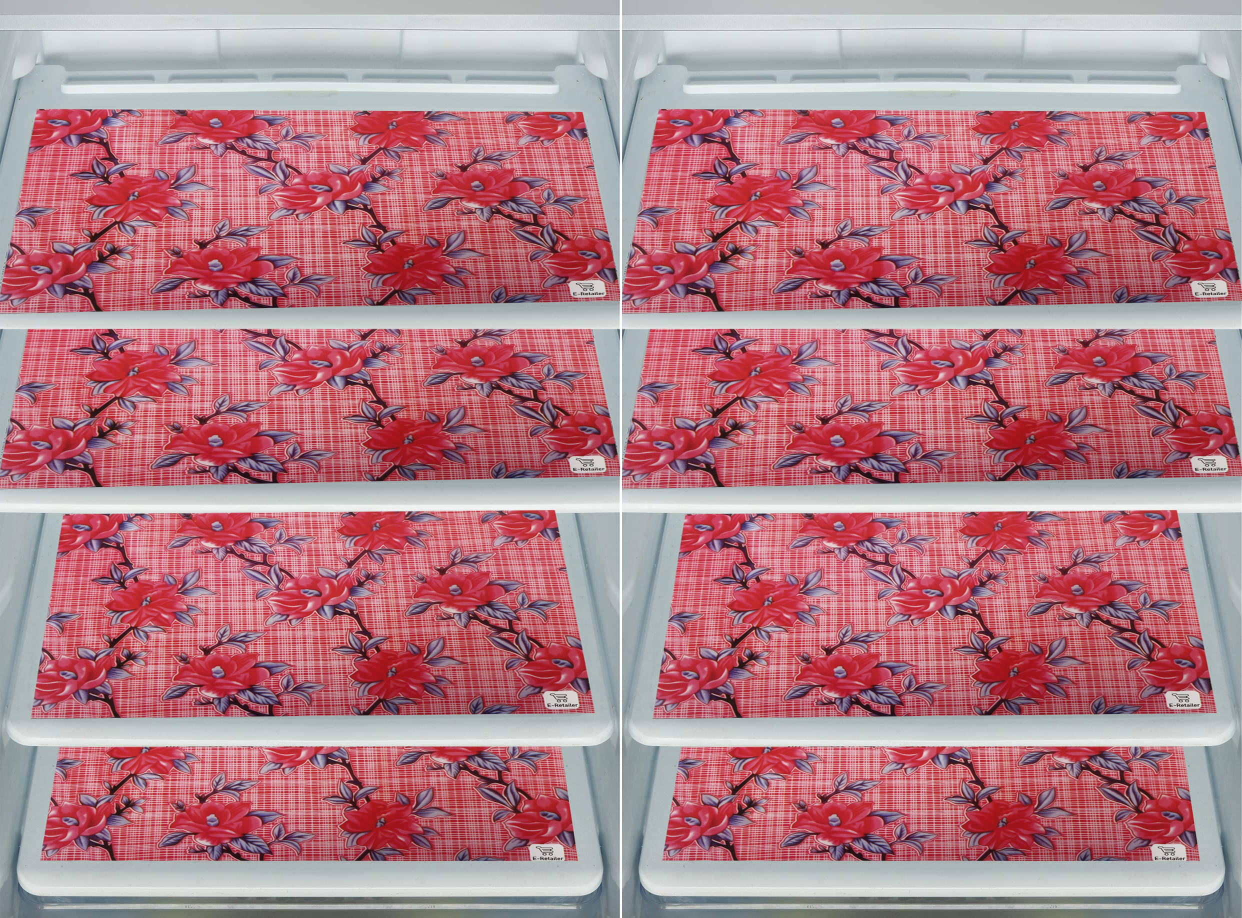 E-Retailer Set of 8 PVC Red Fridge Mats E-Retailer Set of 8 PVC Red Fridge Mats