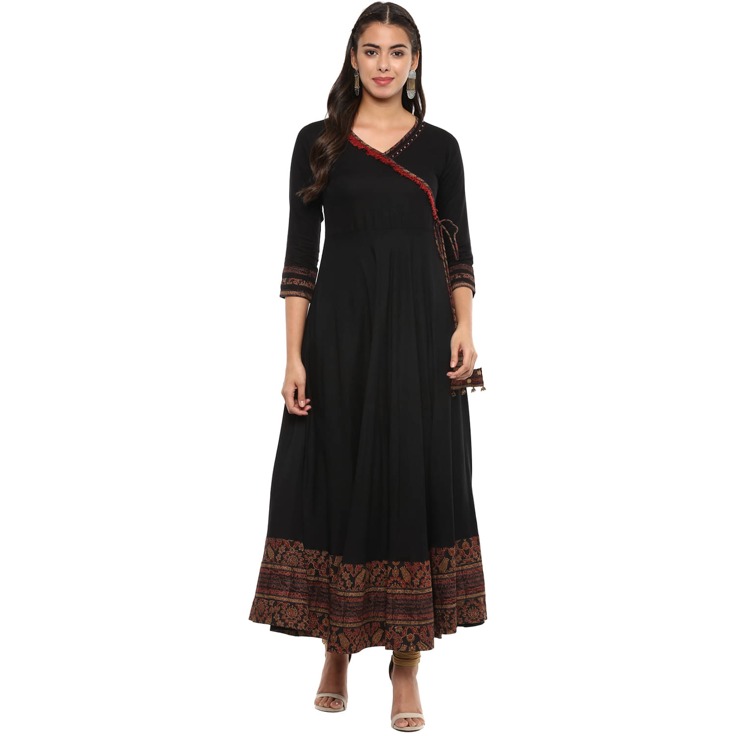 Yash Gallery Pack of 1 Rayon Anarkali Women's Kurti - ( Black ) Yash Gallery Pack of 1 Rayon Anarkali Women's Kurti - ( Black )