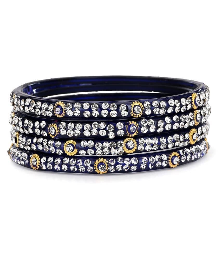 Designer Bridal Glass Bangle/ Kada Set For Party, Marriage, And Function, Ornamented, Colorful - Bangles & Bracelets | Buy online on ZillyBuy