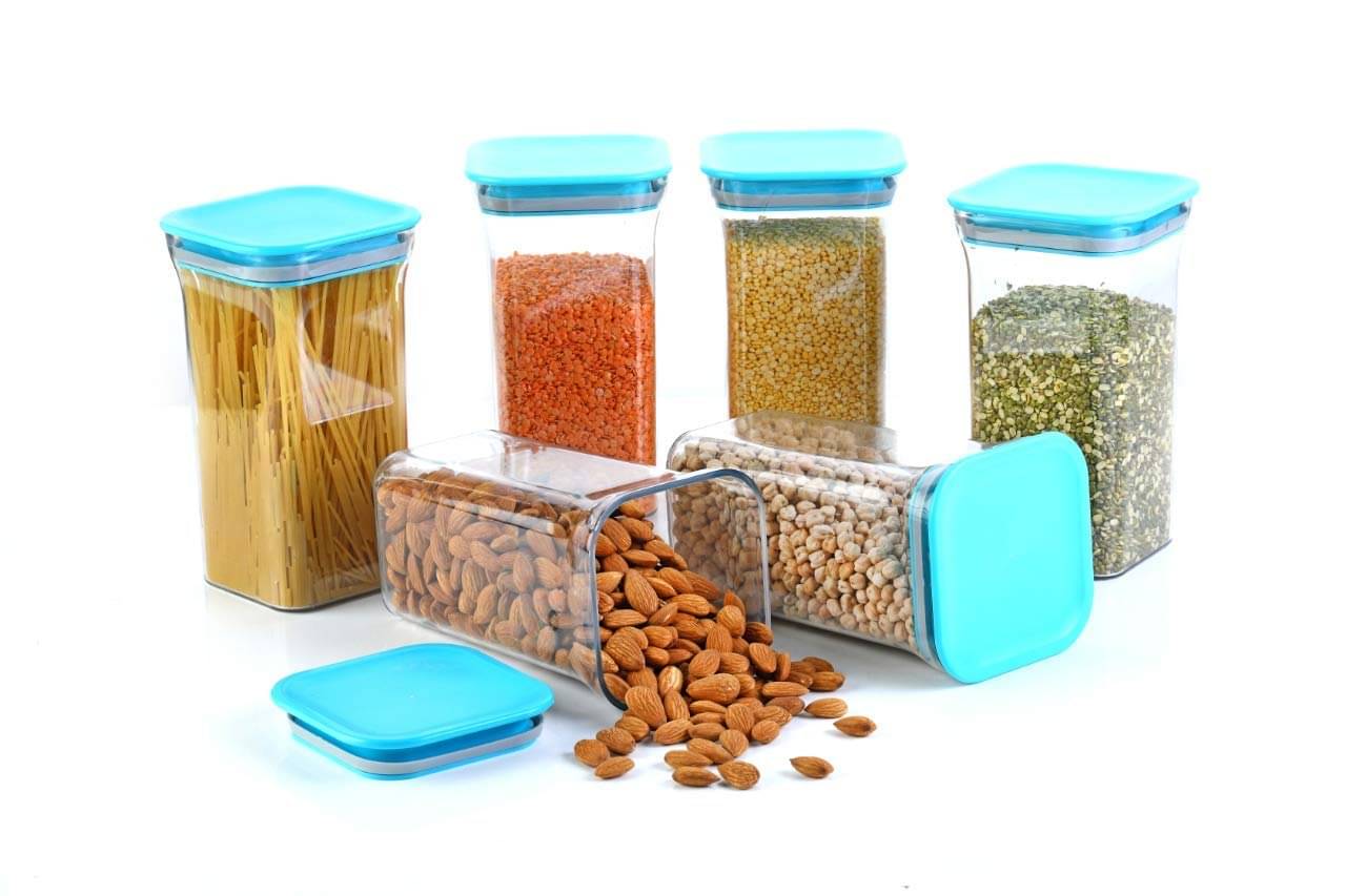 Analog Kitchenware Dal/Pulse/Grocery Polyproplene Navy Blue Food Container ( Set of 6 ) Analog Kitchenware Dal/Pulse/Grocery Polyproplene Navy Blue Food Container ( Set of 6 )
