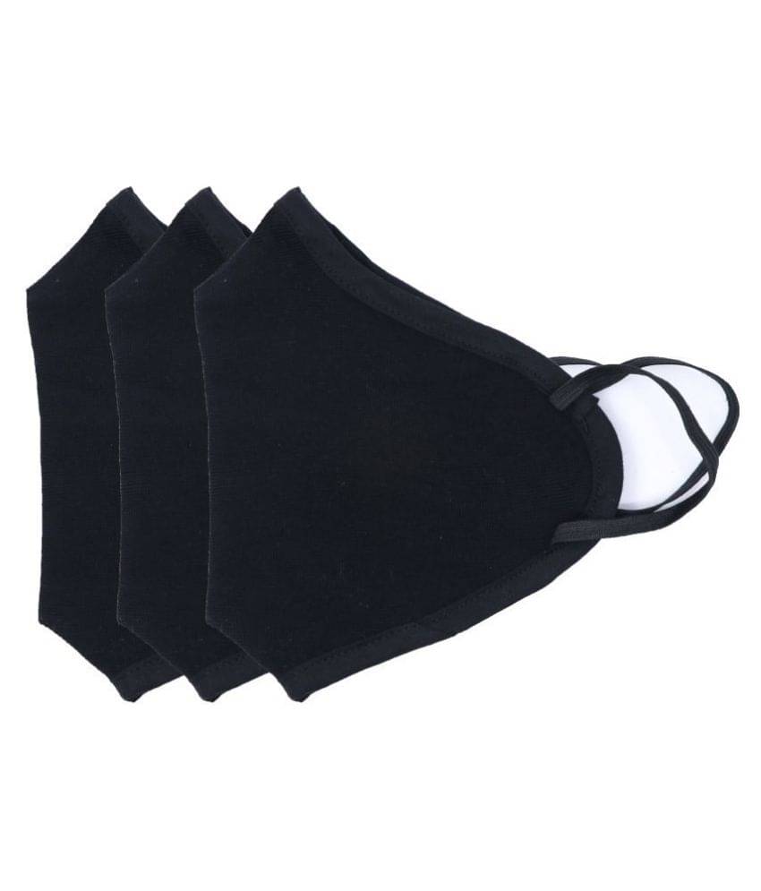     			Mozzart Anti Pollution 100% Mercerised Cotton face Mask with soft earloop, Washable and reusable for Men and Women. (Pack of 3)(Black)