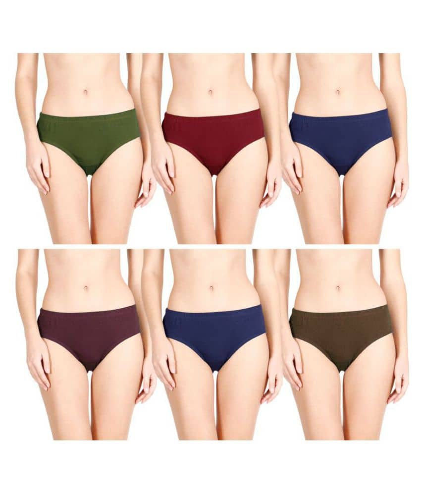 Rupa - Multicolor Cotton Solid Women's Briefs ( Pack of 6 )