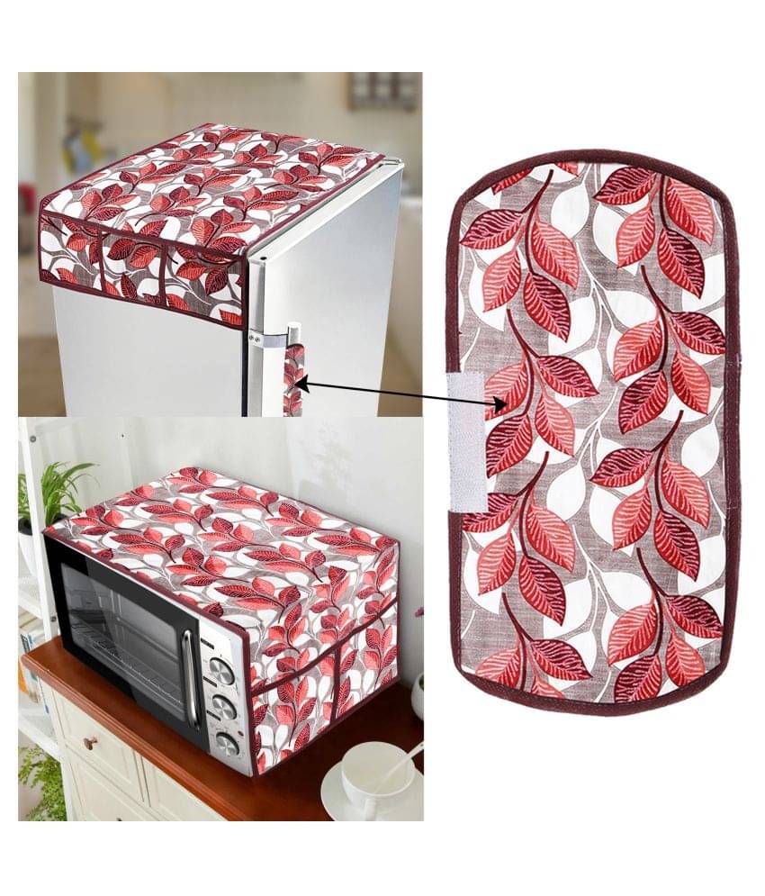 E-Retailer Set of 3 Polyester Pink Fridge Top Cover E-Retailer Set of 3 Polyester Pink Fridge Top Cover