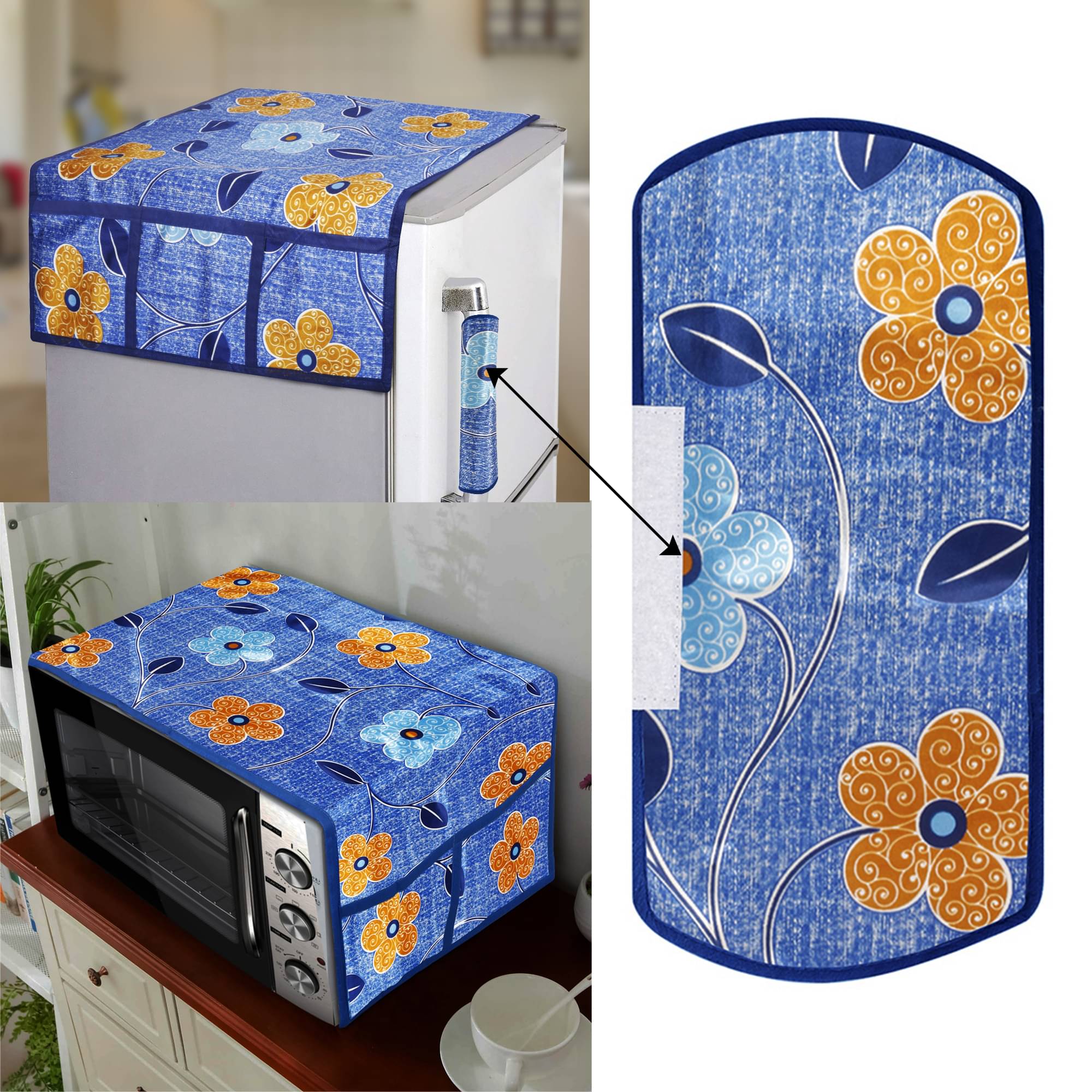 E-Retailer Set of 3 Polyester Yellow Fridge Top Cover E-Retailer Set of 3 Polyester Yellow Fridge Top Cover