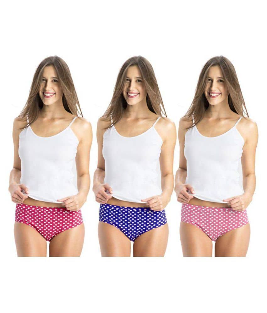 Jockey - Multicolor Cotton Blend Printed Women's Hipster ( Pack of 3 )