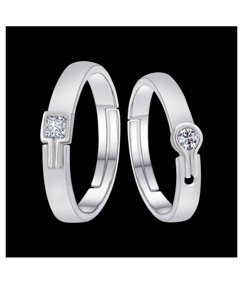 SILVERSHINE Silverplated Amazing Solitaire His and Her Adjustable proposal couple ring For Men And Women Jewellery SILVERSHINE Silverplated Amazing Solitaire His and Her Adjustable proposal couple ring For Men And Women Jewellery