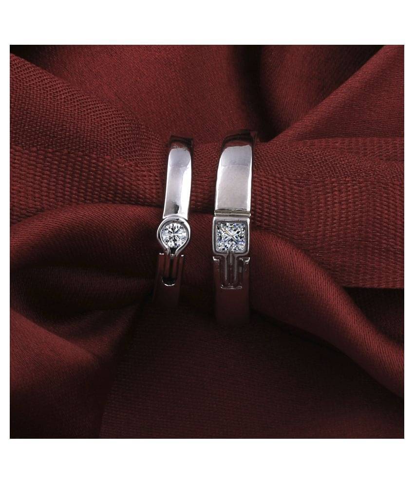     			SILVERSHINE Silverplated Amazing Solitaire His and Her Adjustable proposal couple ring For Men And Women Jewellery