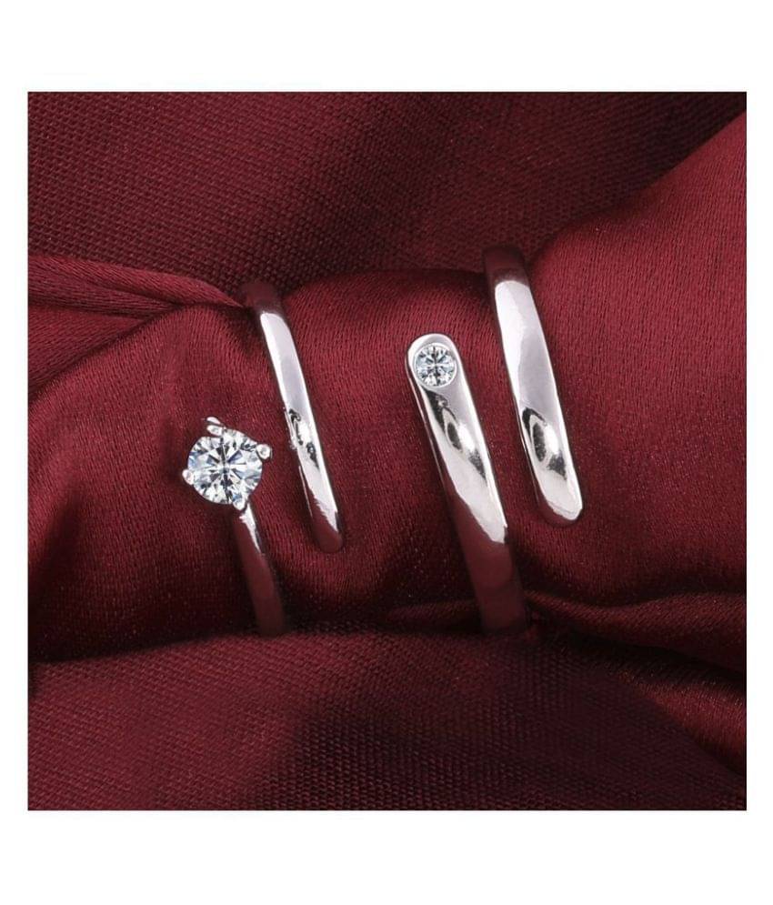SILVERSHINE Silverplated Amazing Solitaire His and Her Adjustable proposal couple ring For Men And Women Jewellery SILVERSHINE Silverplated Amazing Solitaire His and Her Adjustable proposal couple ring For Men And Women Jewellery