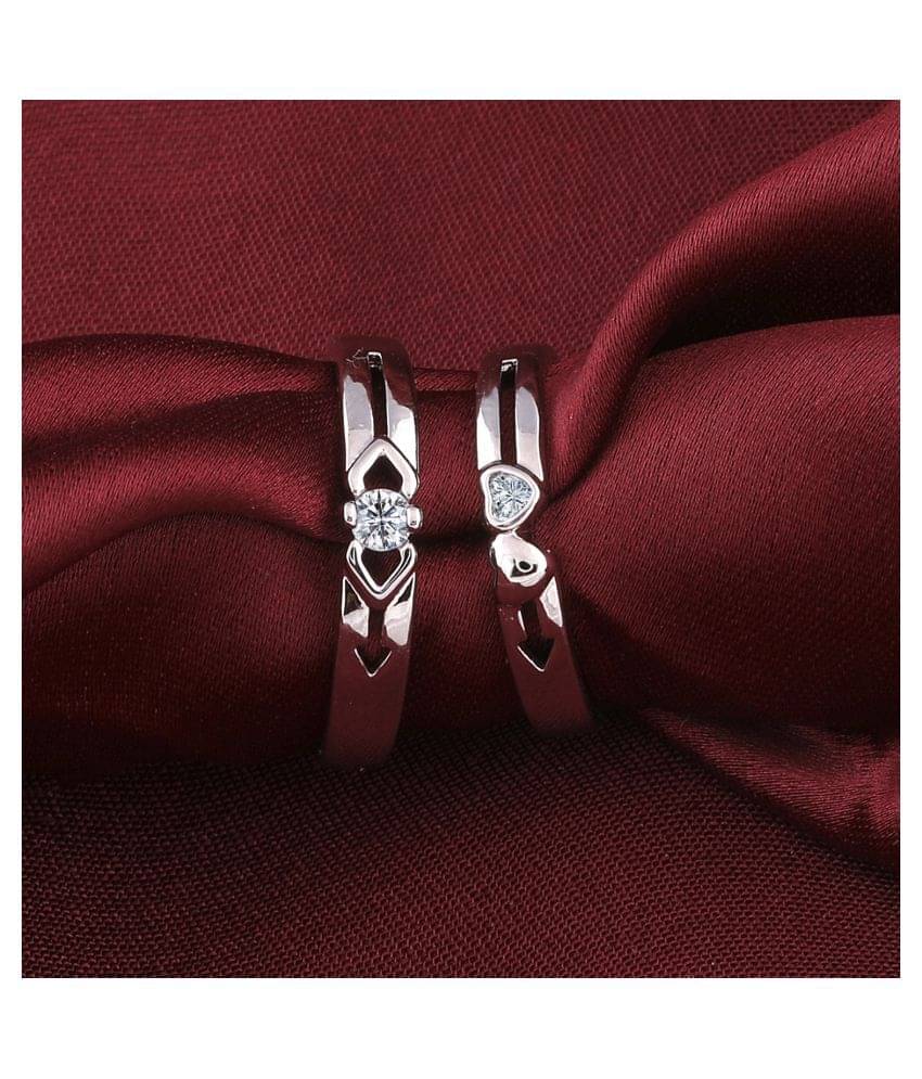 SILVERSHINE Silverplated Antique Solitaire His and Her Adjustable proposal couple ring For Men And Women Jewellery SILVERSHINE Silverplated Antique Solitaire His and Her Adjustable proposal couple ring For Men And Women Jewellery
