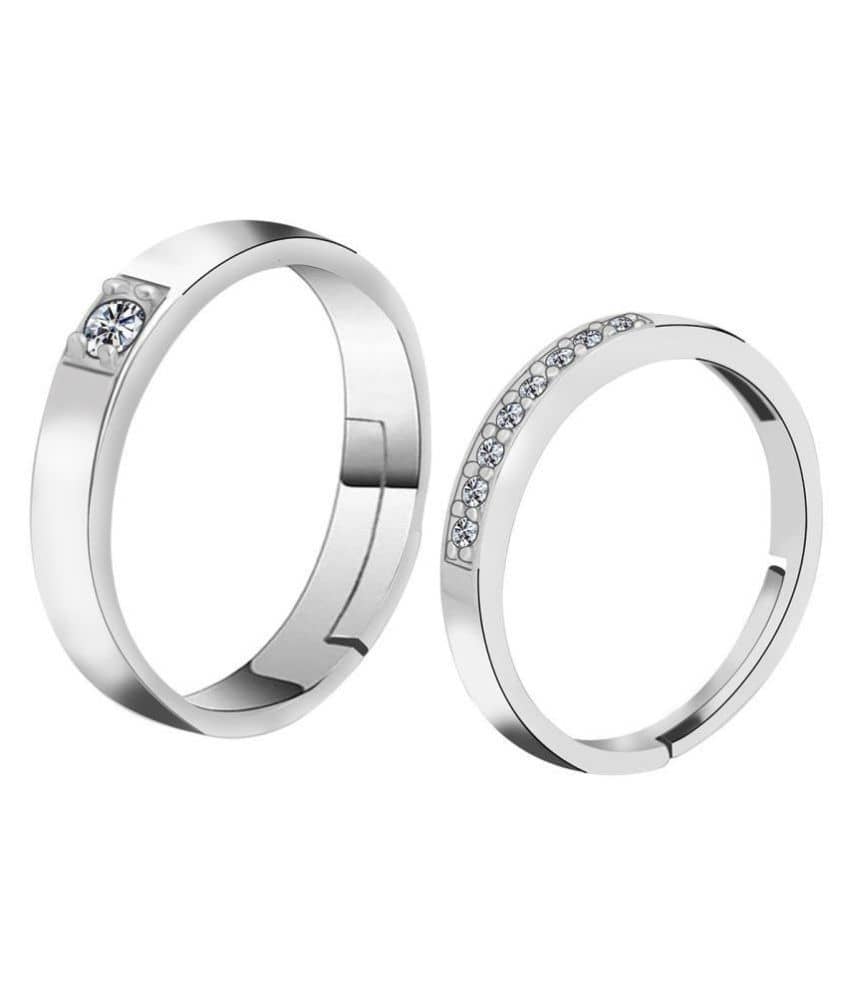 SILVERSHINE Silverplated Designer His and Her Adjustable proposal couple ring For Men And Women Jewellery