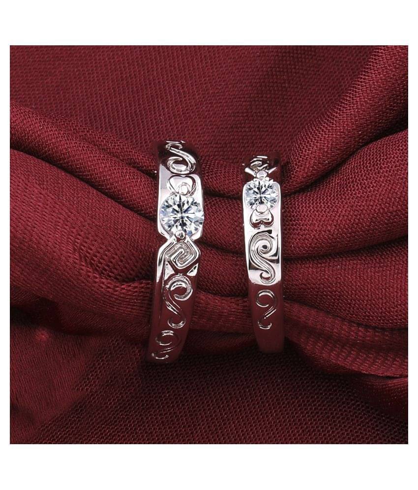     			SILVERSHINE Silverplated Elegant LOVE Solitaire His and Her Adjustable proposal Diamond couple ring For Men And Women Jewellery