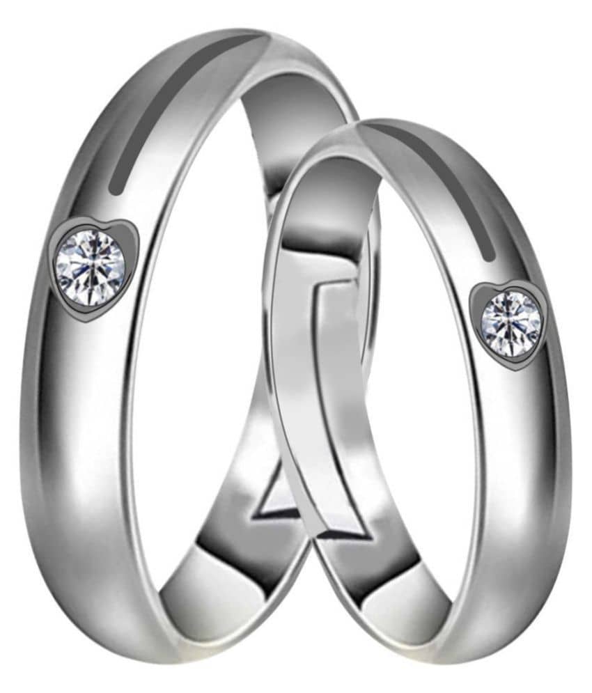 SILVERSHINE Silverplated Elegant Solitaire His And Her Adjustable proposal couple Ring For Men and Women Jewellery