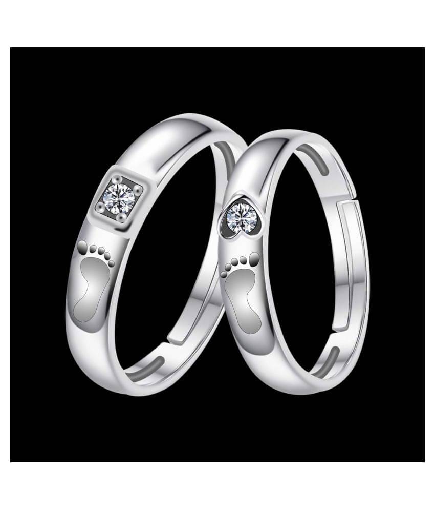 SILVERSHINE Silverplated Elegant Solitaire His and Her Adjustable proposal couple ring For Men And Women Jewellery SILVERSHINE Silverplated Elegant Solitaire His and Her Adjustable proposal couple ring For Men And Women Jewellery