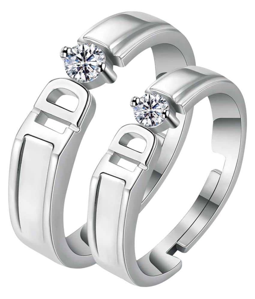 SILVERSHINE Silverplated Exclusive I DO Solitaire His and Her Adjustable proposal couple ring For Men And Women Jewellery