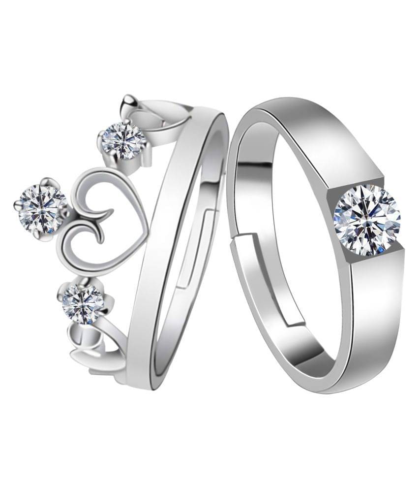     			SILVERSHINE Silverplated Gorgeous His and Her Adjustable proposal couple ring For Men And Women Jewellery