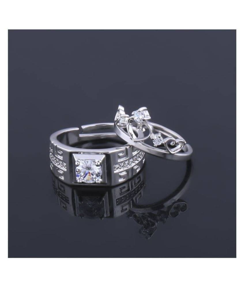     			Silver Shine - Silver Couple Ring (Pack of 1)