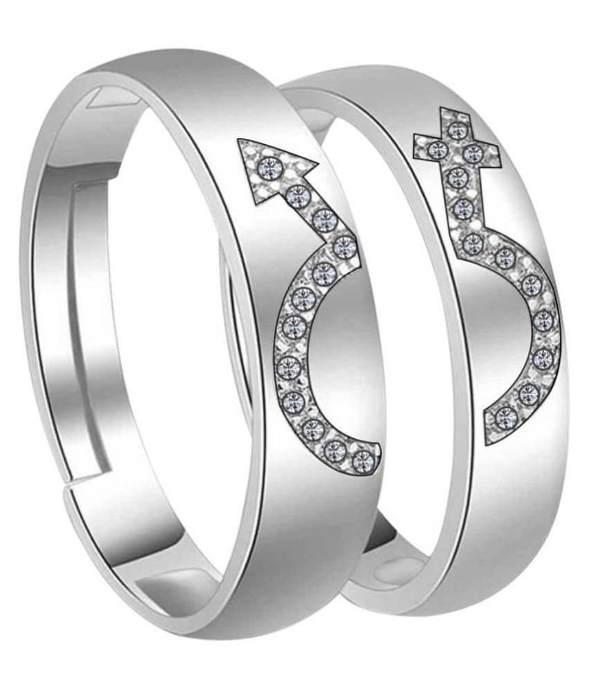 SILVERSHINE,silver plated attractive antique design with diamond adjustable couple ring for men and women. SILVERSHINE,silver plated attractive antique design with diamond adjustable couple ring for men and women.