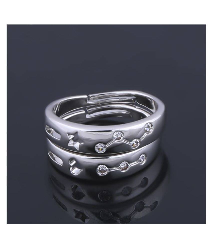 SILVERSHINE,silver plated attractive zig zeg diamond designer adjustable couple ring for men and women. SILVERSHINE,silver plated attractive zig zeg diamond designer adjustable couple ring for men and women.