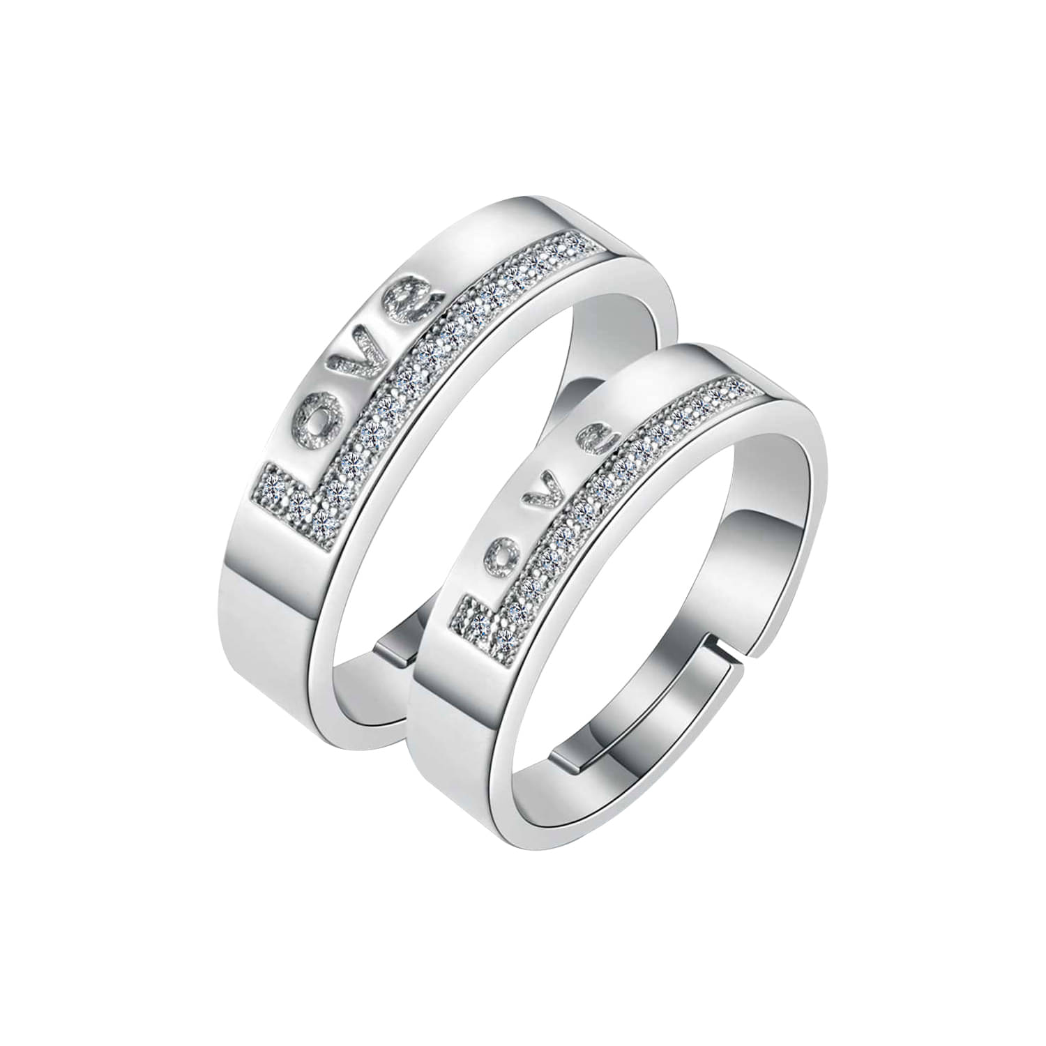 SILVERSHINE,silver plated ring simbol of love decorated of diamond adjustable couple ring for men and women. SILVERSHINE,silver plated ring simbol of love decorated of diamond adjustable couple ring for men and women.