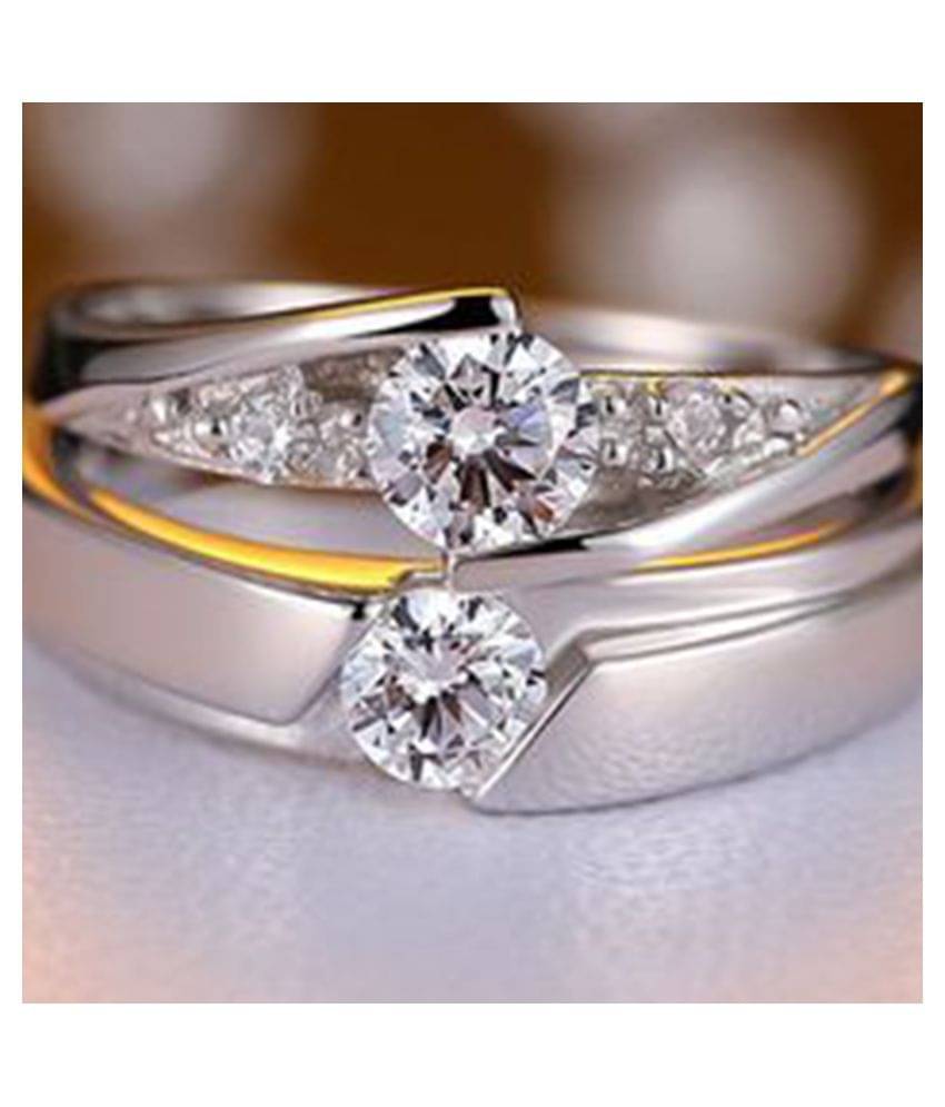 SILVERSHINE silverplated Gorgeous diamond His and Her Adjustable proposal Diamond couple ring For Men And Women Jewellery SILVERSHINE silverplated Gorgeous diamond His and Her Adjustable proposal Diamond couple ring For Men And Women Jewellery