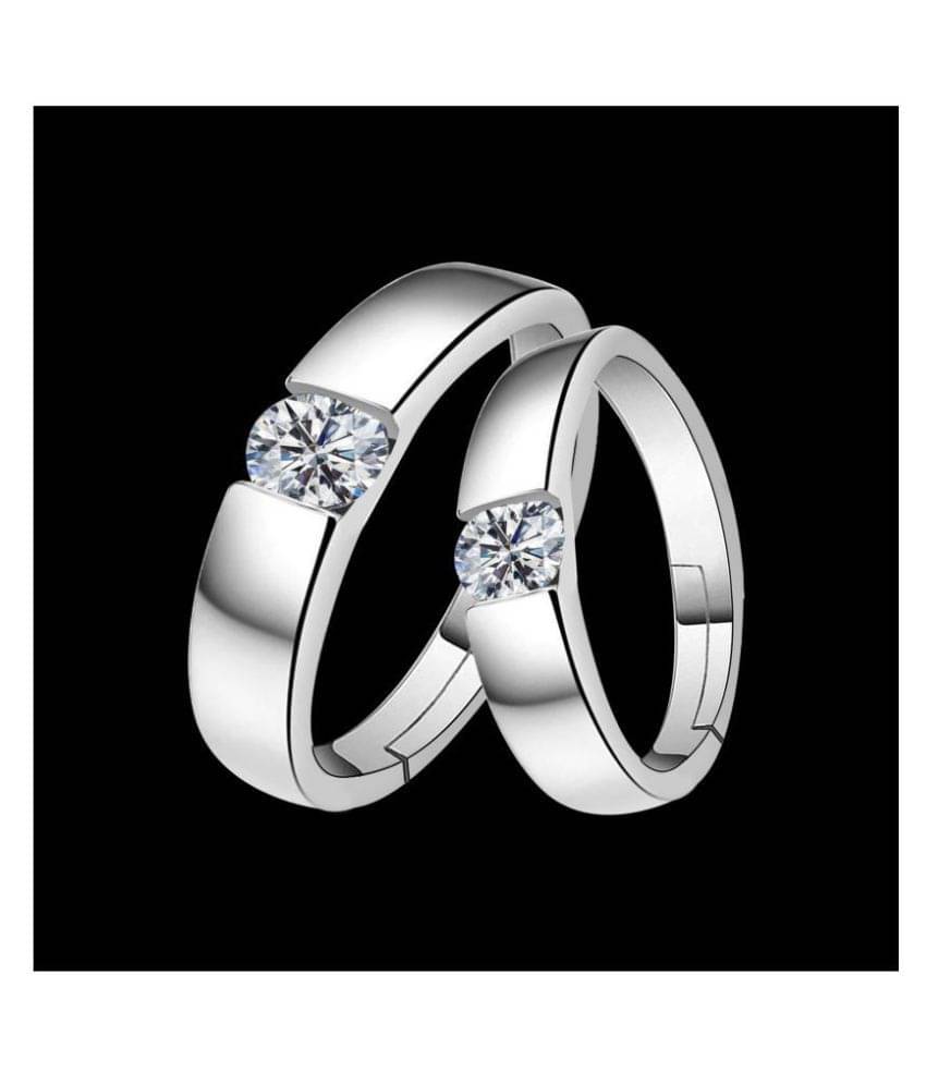 SILVERSHINE silverplated Same Solitaire His and Her Adjustable proposal Diamond couple ring For Men And Women Jewellery SILVERSHINE silverplated Same Solitaire His and Her Adjustable proposal Diamond couple ring For Men And Women Jewellery