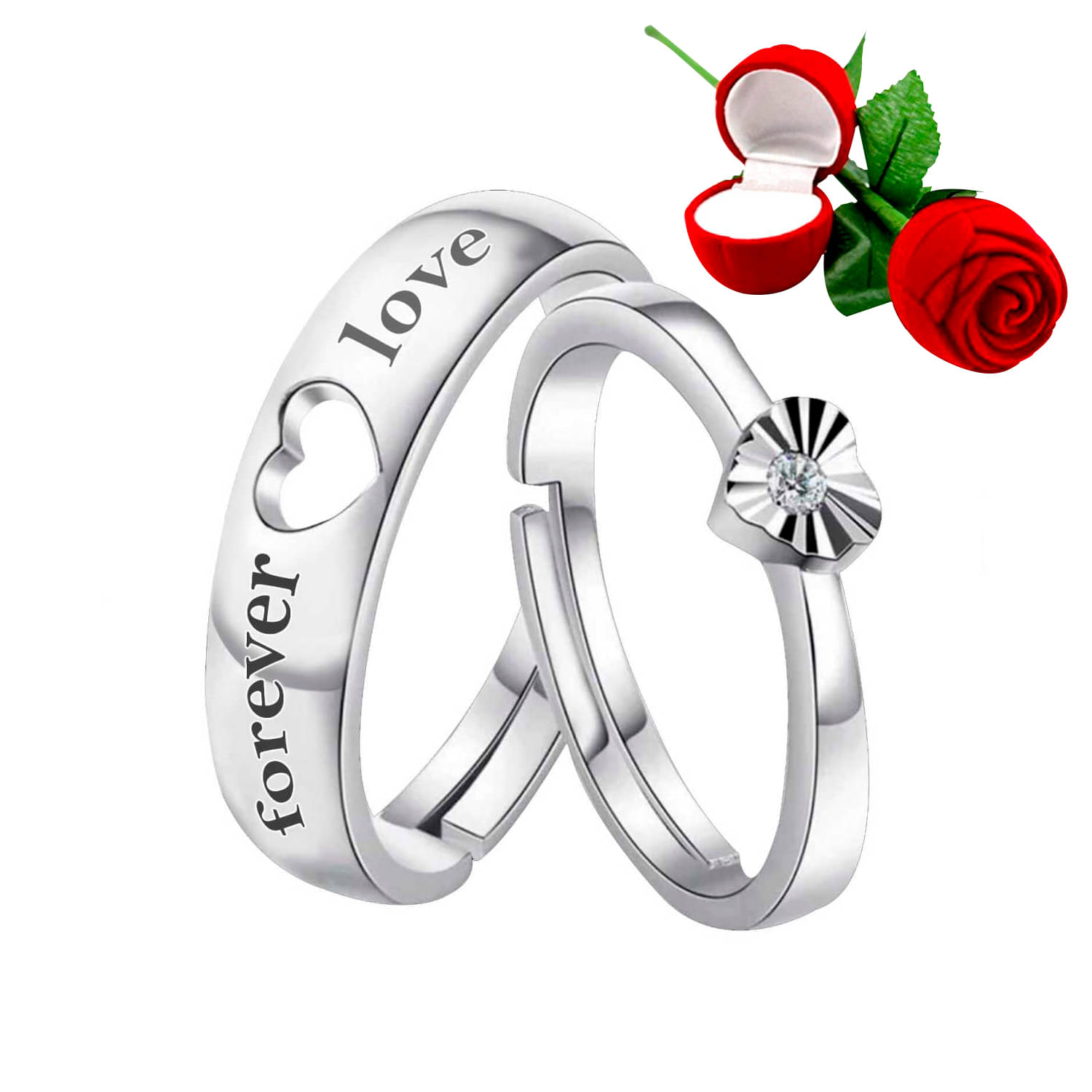 Silver Shine- Silver Couple Ring (Pack of 1) Silver Shine- Silver Couple Ring (Pack of 1)