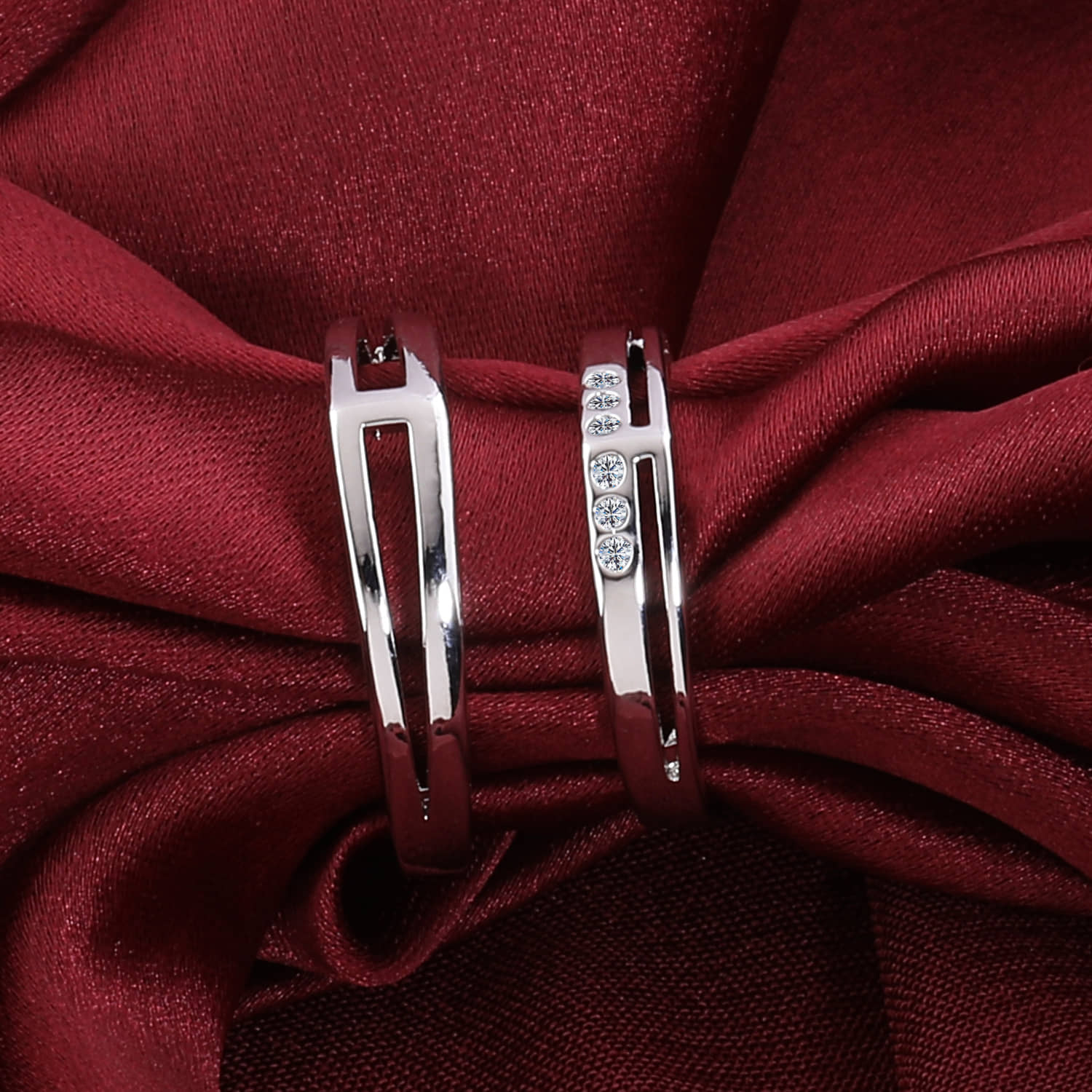 Silver Shine Silver Plated Solitaire Adjustable Couple Ring for Men and Women,Couple Ring for Girls and Boys.