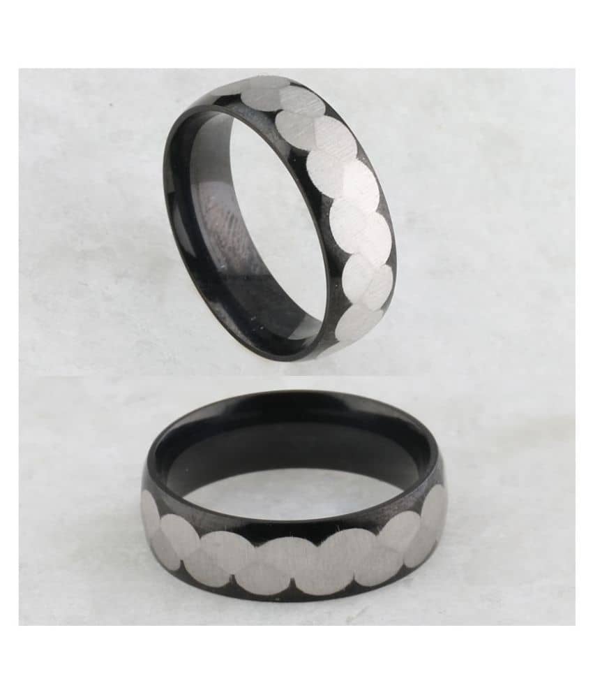Silver Shine Stainless Steel High Standards Silver-Black plated Ring Band for Boys and Men