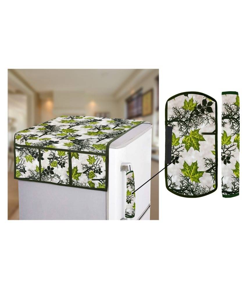 E-Retailer Set of 3 Polyester Green Fridge Top Cover E-Retailer Set of 3 Polyester Green Fridge Top Cover