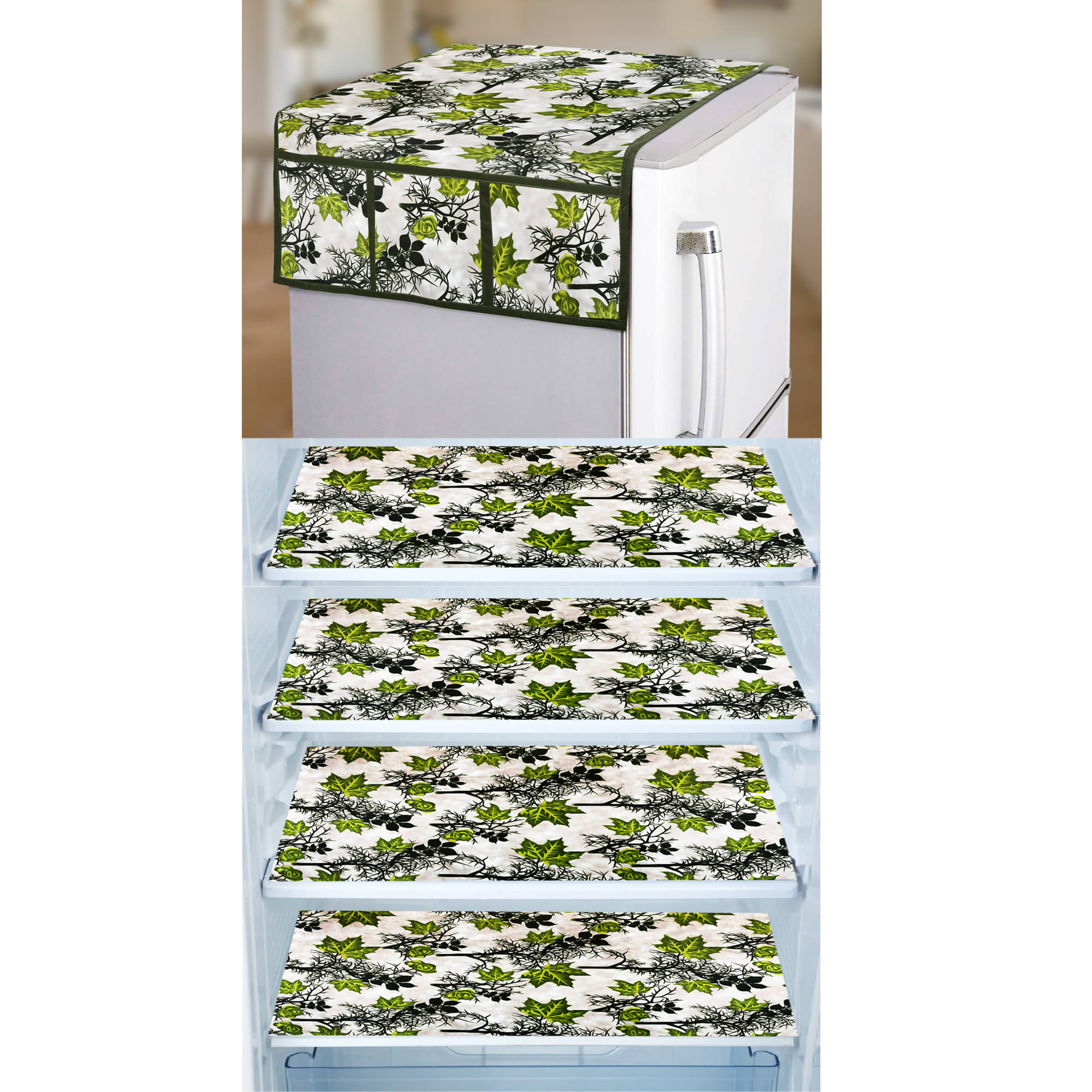E-Retailer Set of 5 PVC Green Fridge Top Cover E-Retailer Set of 5 PVC Green Fridge Top Cover