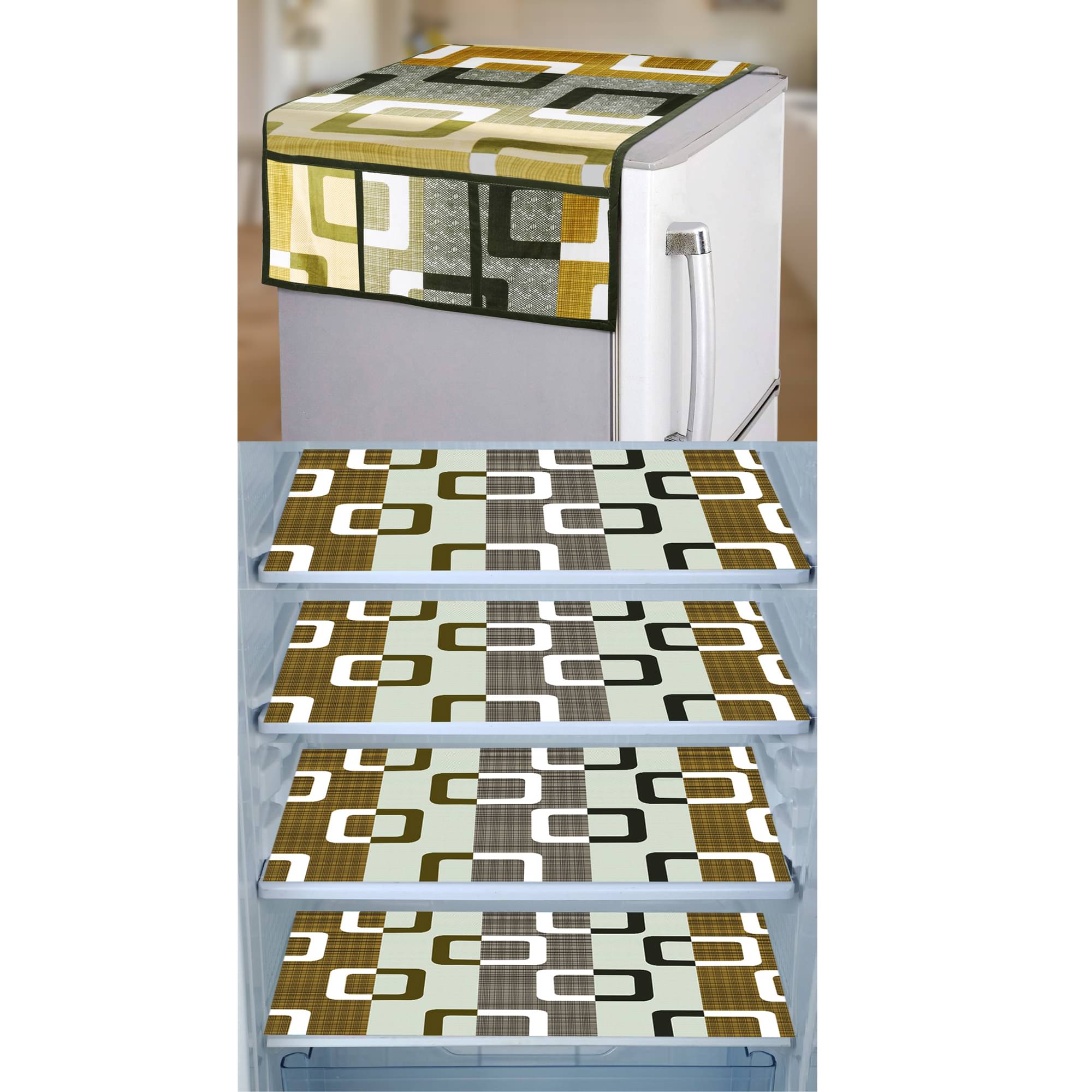 E-Retailer Set of 5 PVC Green Fridge Top Cover E-Retailer Set of 5 PVC Green Fridge Top Cover