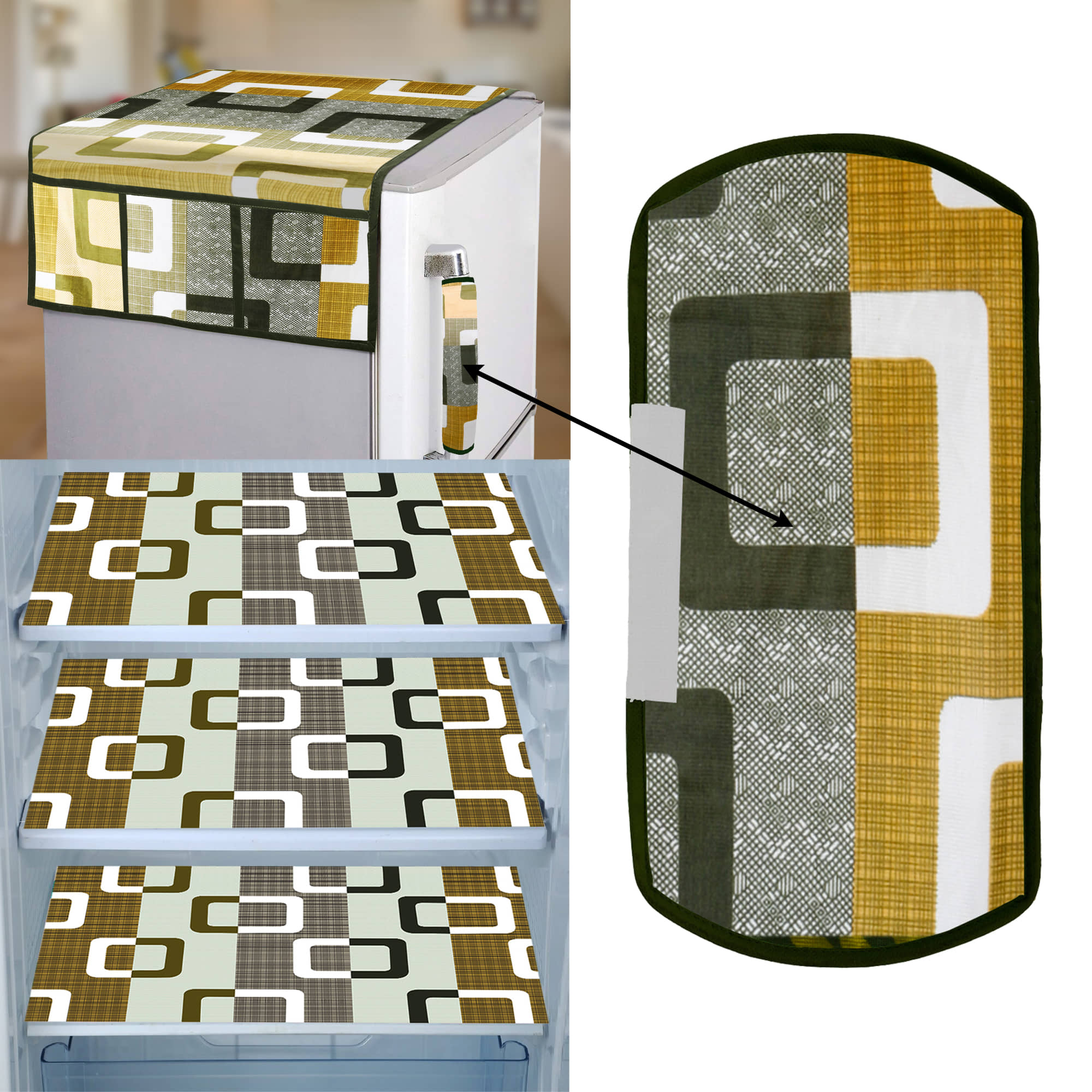 E-Retailer Set of 5 PVC Green Fridge Top Cover
