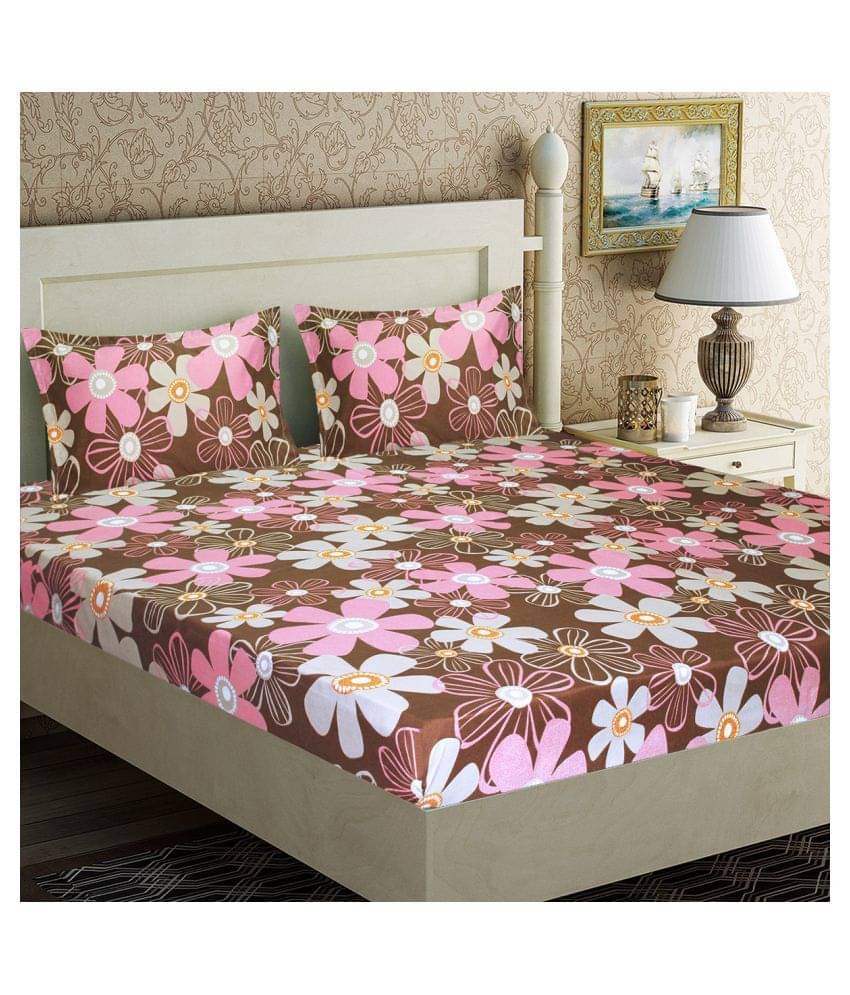 Home Candy Microfibre Double Size Bedsheet with 2 Pillow Covers - Brown Home Candy Microfibre Double Size Bedsheet with 2 Pillow Covers - Brown