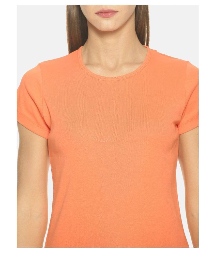     			femea Women Cotton Regular Fit Round Neck T-Shirt ( Orange )