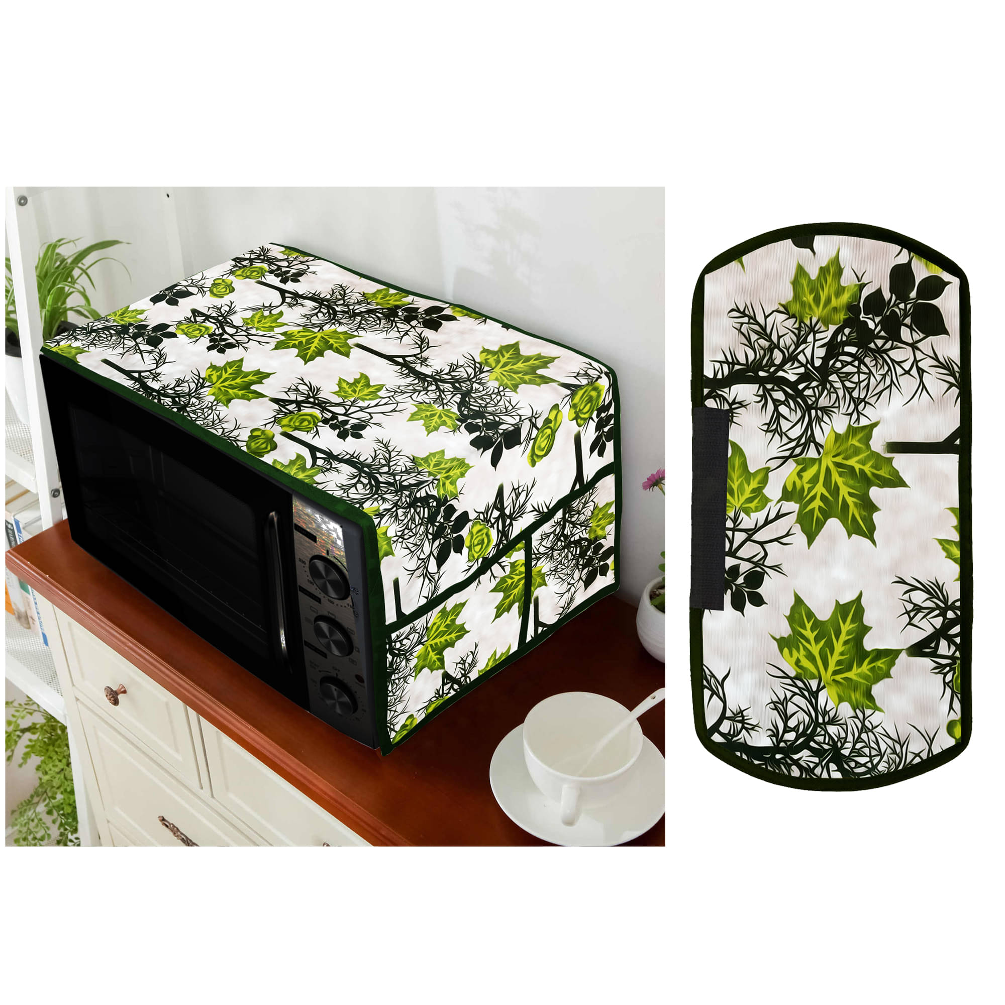 E-Retailer Set of 2 Polyester Green Microwave Oven Cover - E-Retailer Set of 2 Polyester Green Microwave Oven Cover -