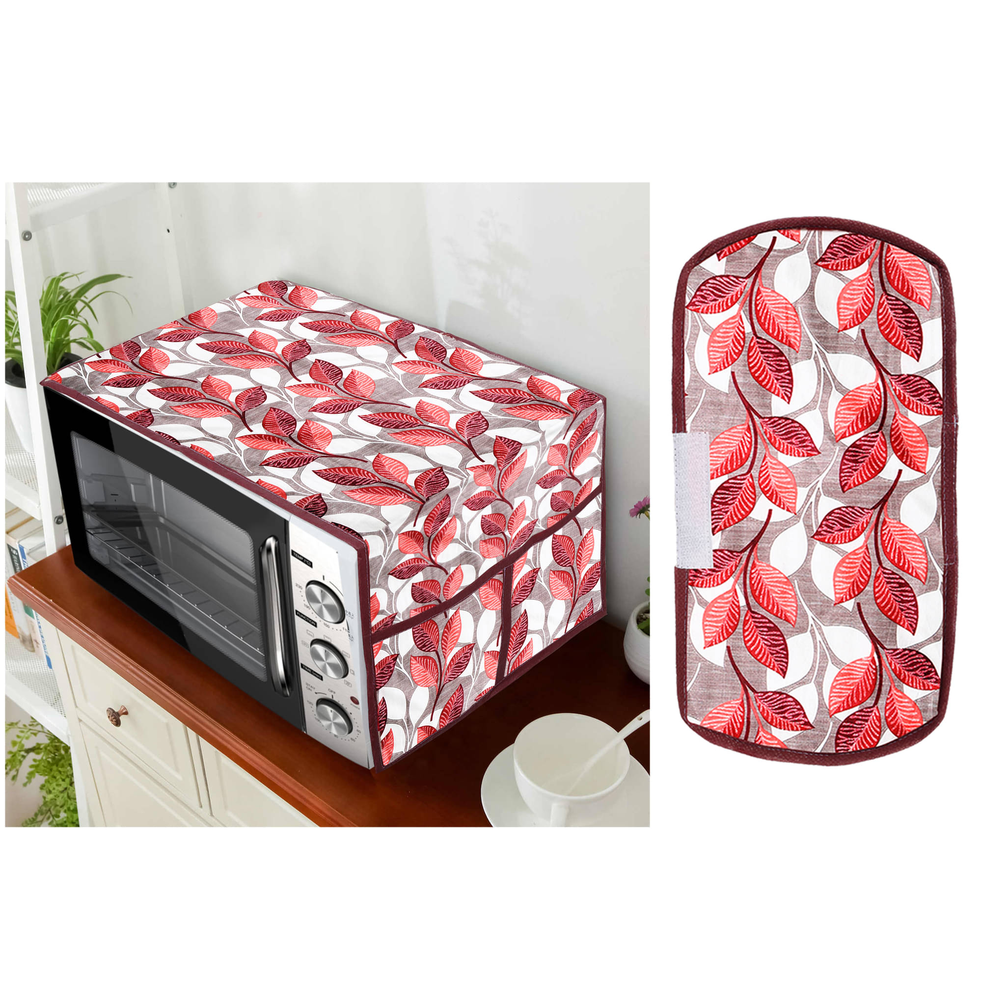     			E-Retailer Set of 2 Polyester Pink Microwave Oven Cover -